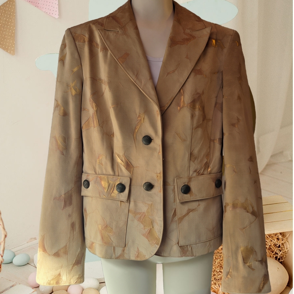 Vintage Pigskin Leather Blazer | Gold Patina | Size‎ M (40)